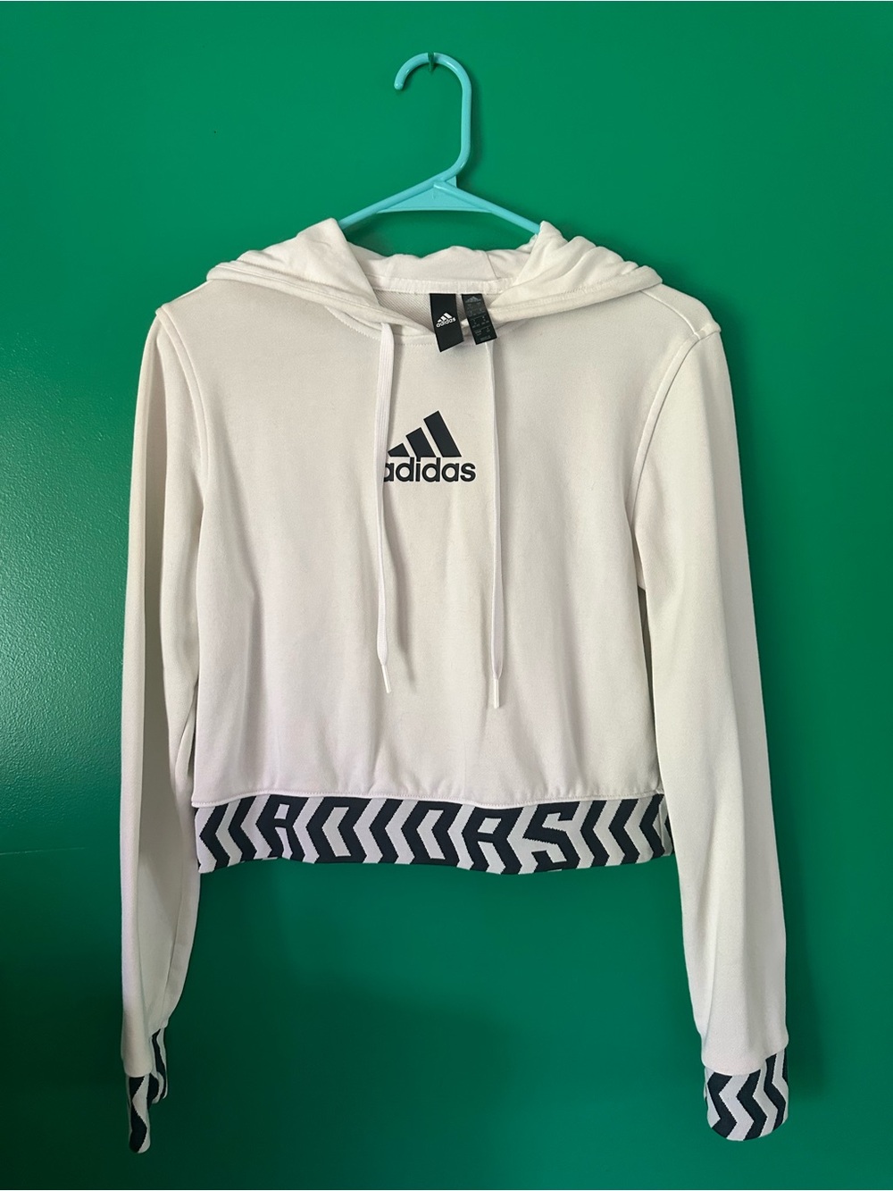 Adidas Women's Cropped Hoodie w/ Geometric Elastic Hem